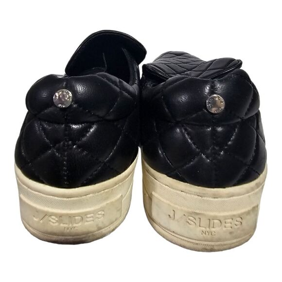 J/SLIDES Black Leather Quilted Slip On Sneakers - Size 8 1/2 - Picture 4 of 8